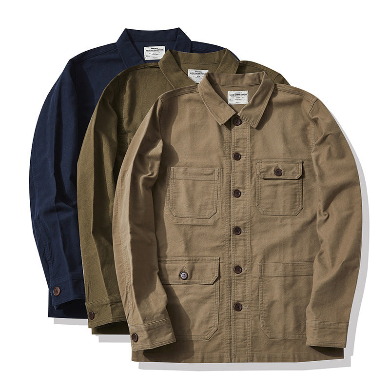 Chaqueta de trabajo francesa multibolsillos para hombre