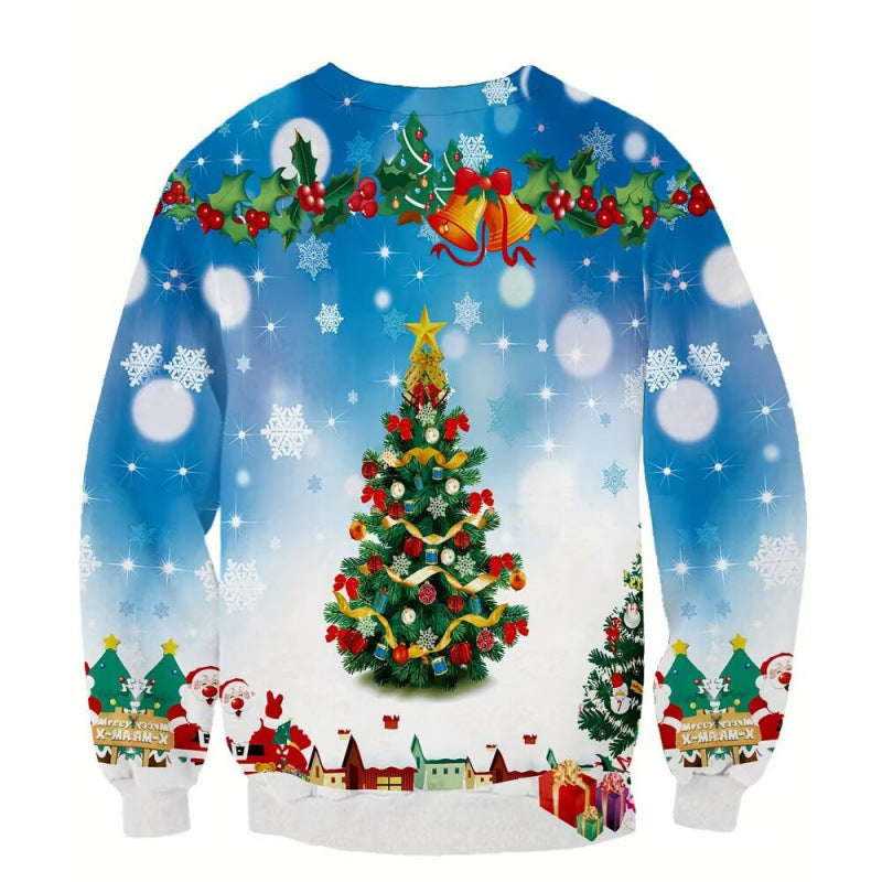 Suéter con capucha con estampado 3D de muñeco de nieve navideño europeo y americano