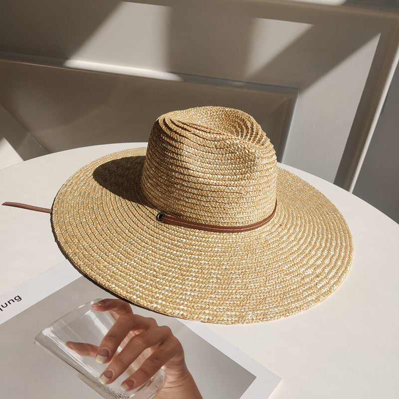 Sombrero de paja de ala ancha para mujer