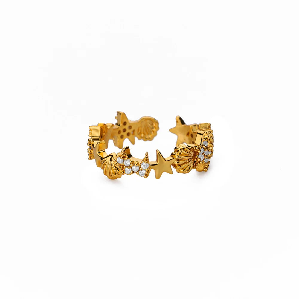 Anillo de tortuga con circonita cúbica