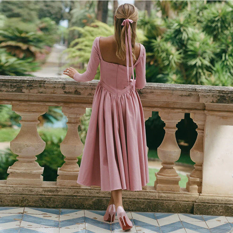 Vestido elegante de cuello cuadrado para mujer