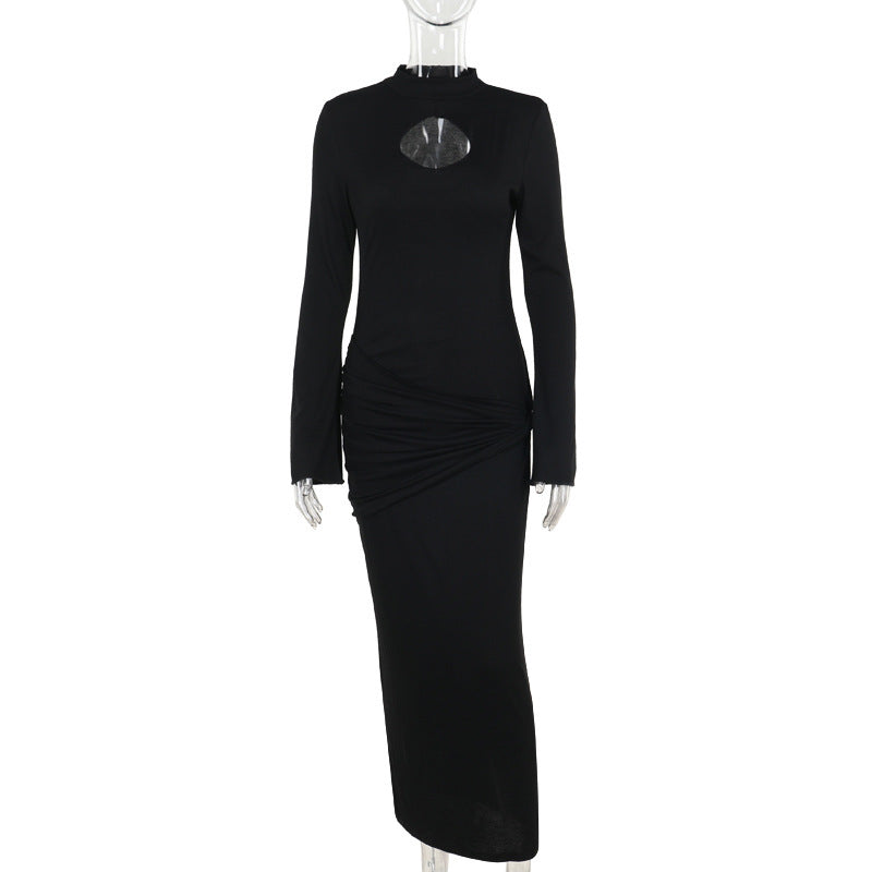 Falda tubo de punto calada con cuello alto para mujer