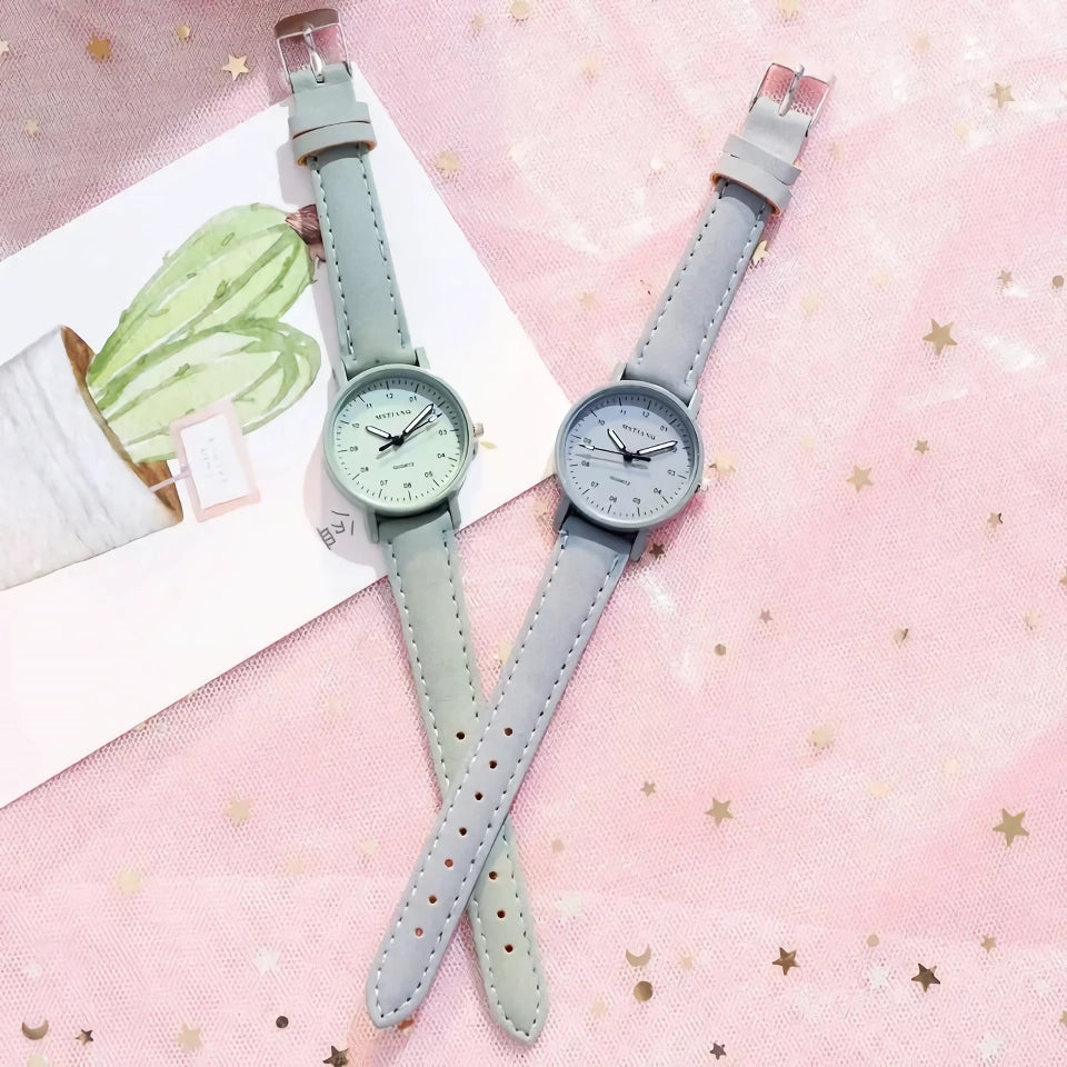 Luxuriöse Quarz-Damenuhr mit veganem Lederarmband – wasserdicht und elegant