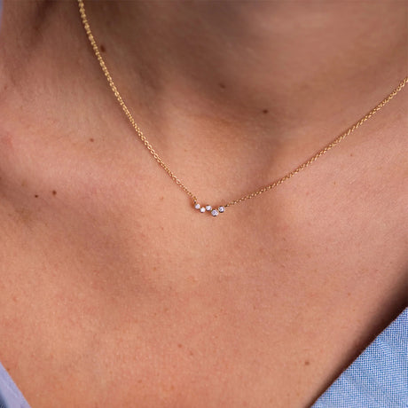 Single Row Diamond Collarbone Necklace - Dazpy