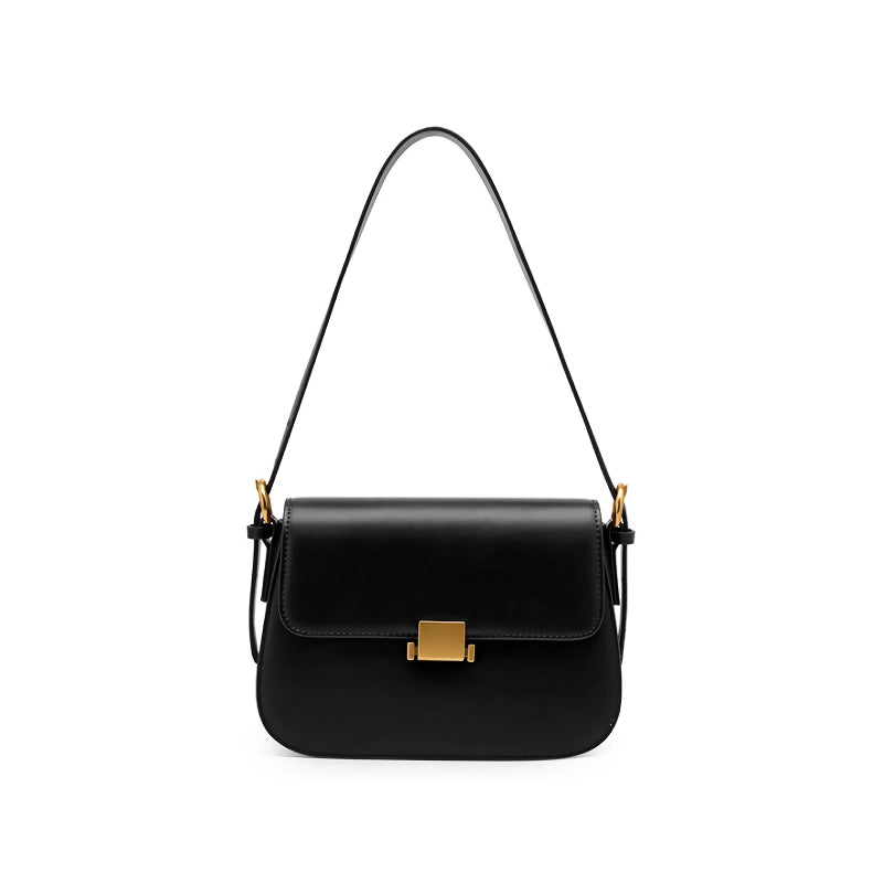 Bolso de hombro minimalista de piel auténtica