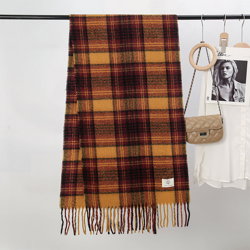 Eleganter, karierter Kaschmirschal – dicker und warmer Wickelschal