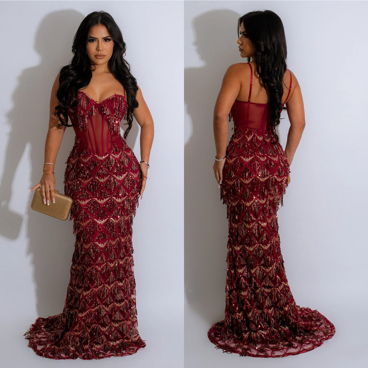 Modisches Sling-Kleid für Damen mit Pailletten in reiner Farbe