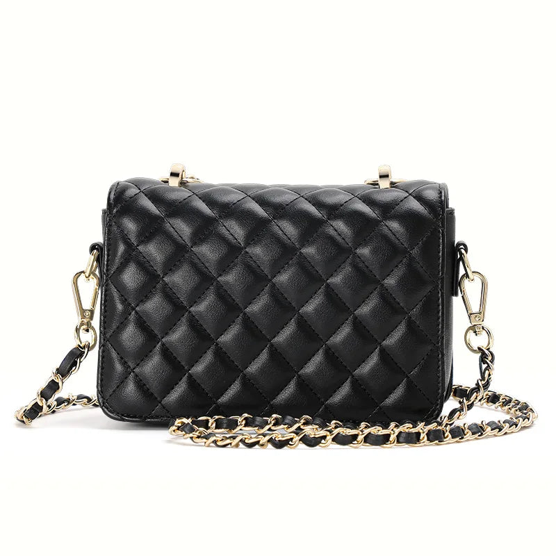 Elegante bolso bandolera de un solo hombro con diseño de cuadrícula de diamantes