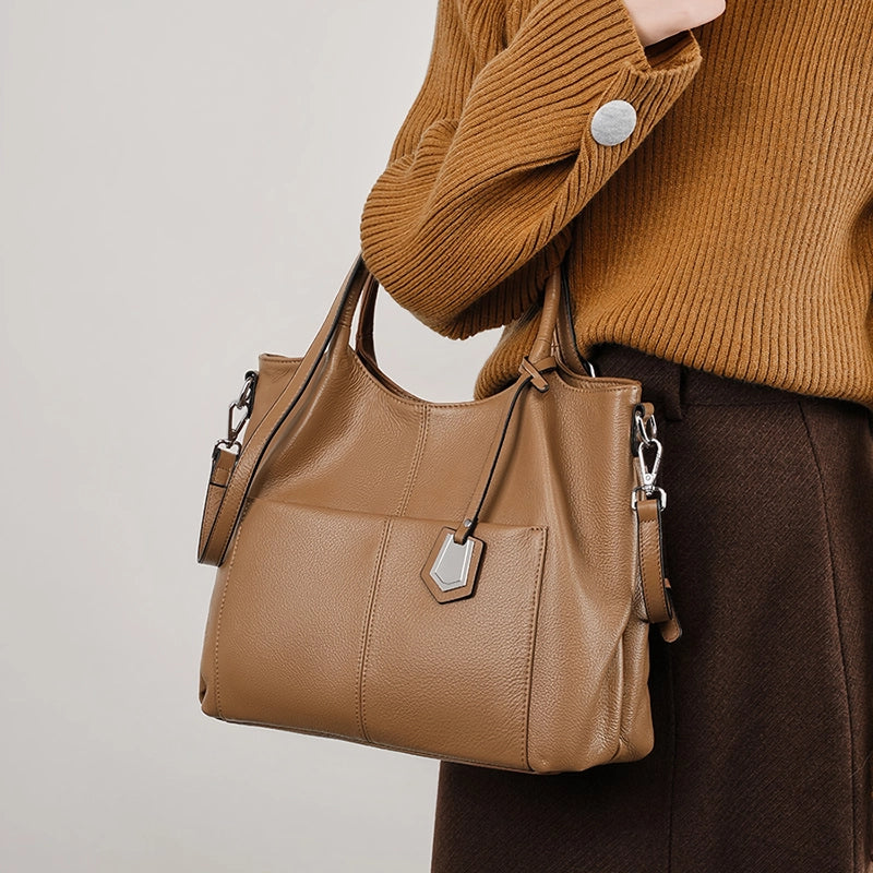Lässige Schultertasche aus echtem Leder für Damen