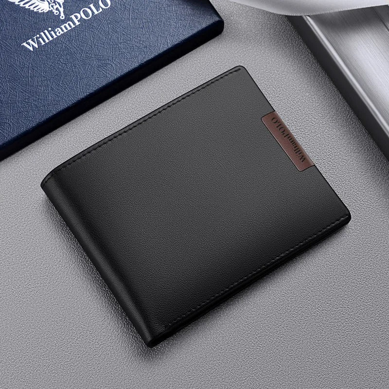 Cartera corta para hombre 100 % de piel auténtica