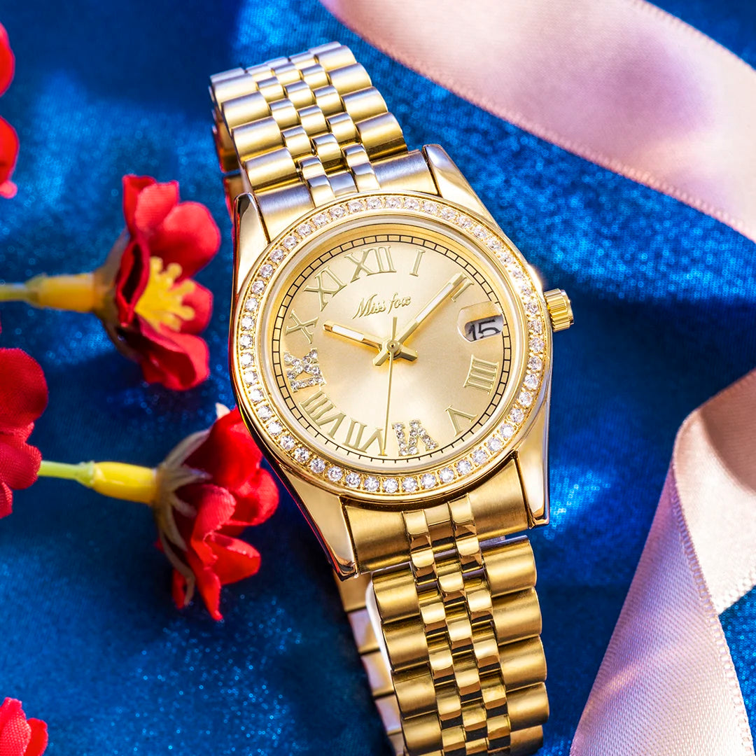 Reloj de oro de lujo para mujer