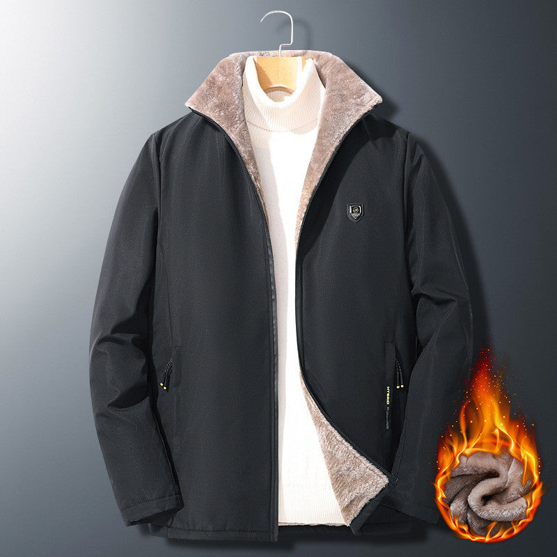 Chaqueta gruesa de terciopelo de cordero para hombre, cálida, acolchada, de talla grande