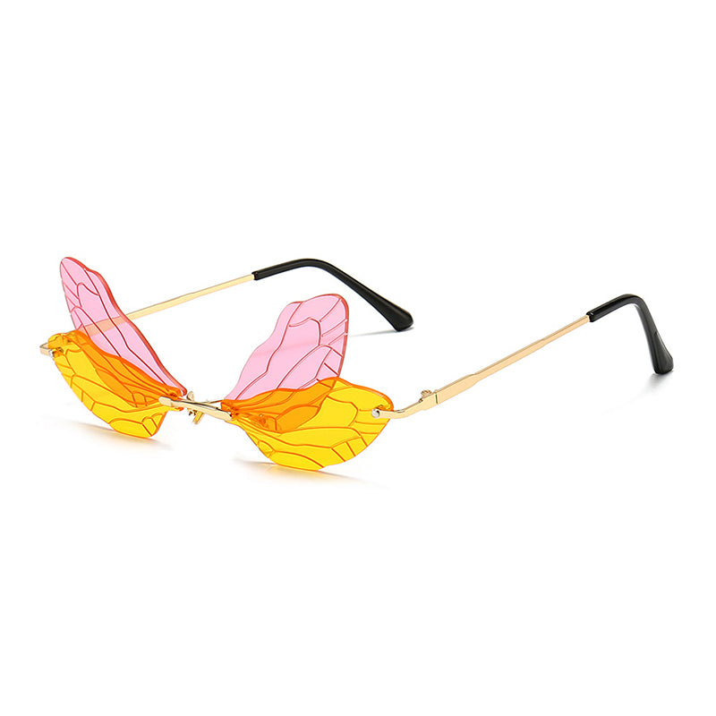 Gafas de sol sin montura con forma de ala de libélula y protección UV400