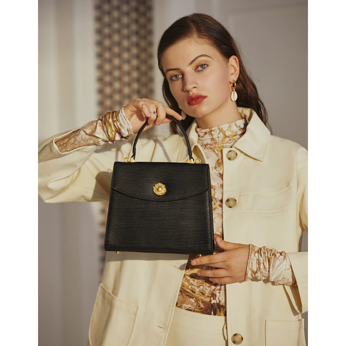 Trendy Retro Spaltleder Schultertasche für Damen