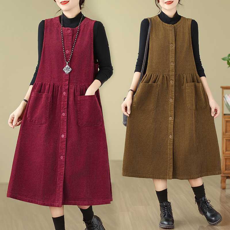 Cord Tank Kleid Lose Jugendlicher Look