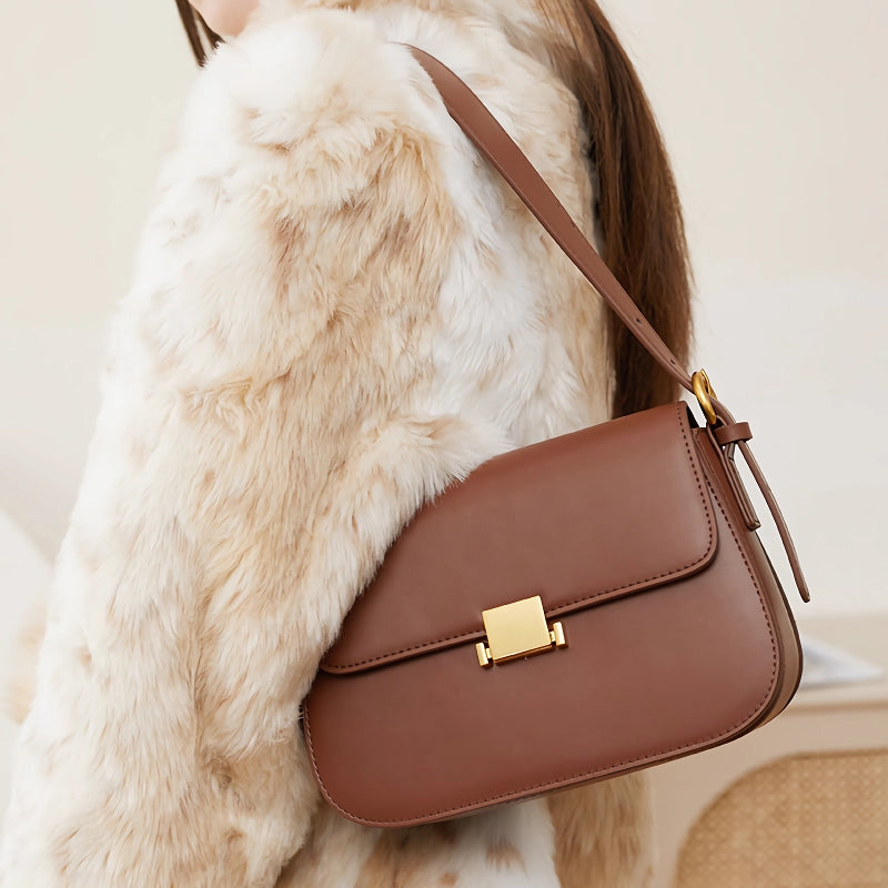 Bolso de hombro minimalista de piel auténtica