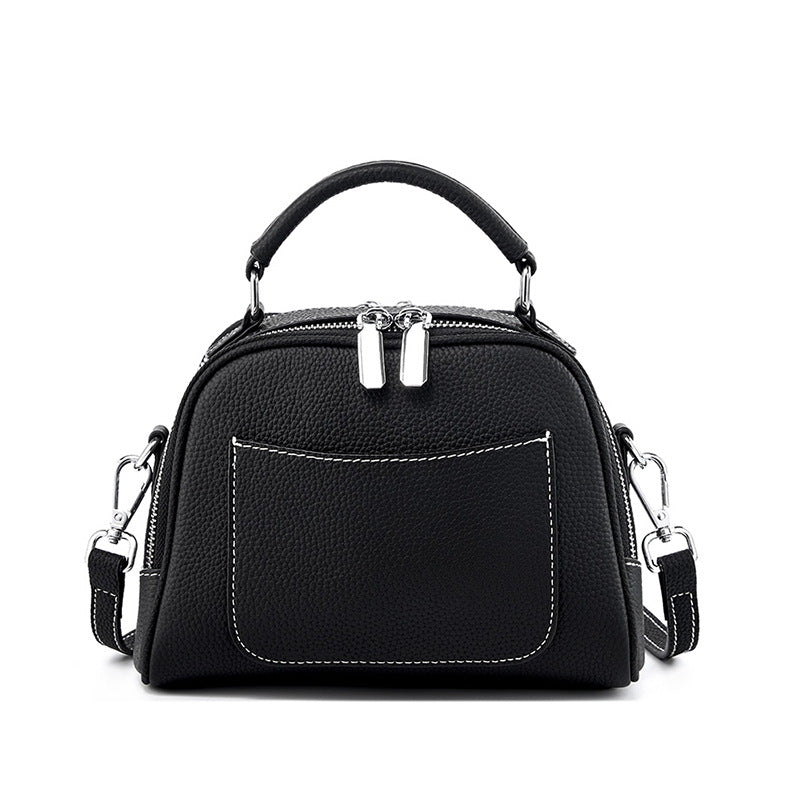 Elegante bolso de hombro de piel de vaca