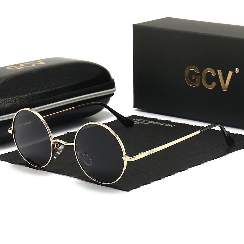 Gafas de sol polarizadas redondas Steampunk de aleación de cobre con protección UV400