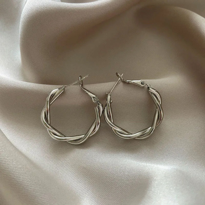 Pendientes colgantes trenzados redondos vintage