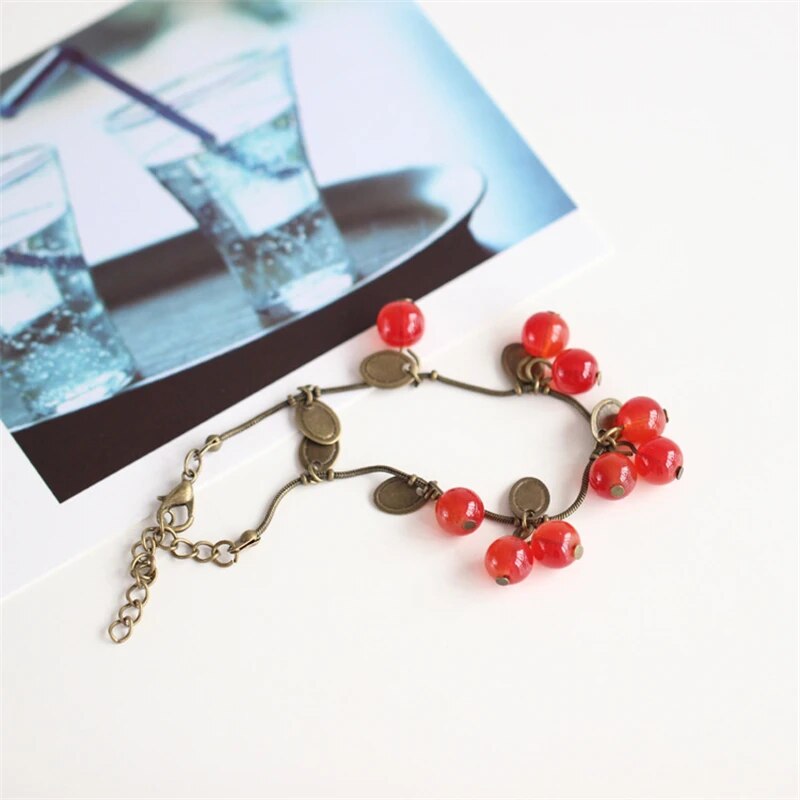 Boho Vintage Cherry Coin Bangle for Girls
