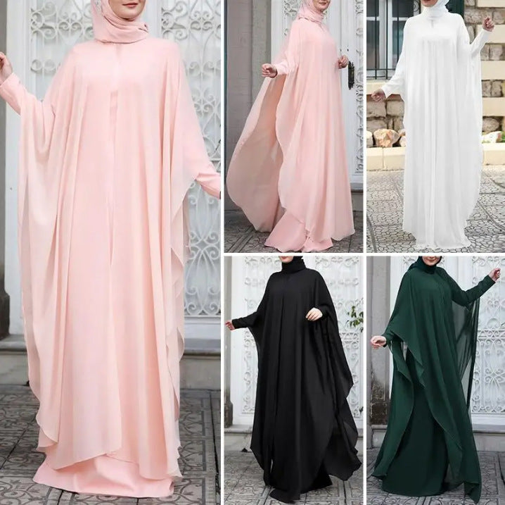 Lockeres Retro-Freizeitkleid in Übergröße mit Rundhalsausschnitt