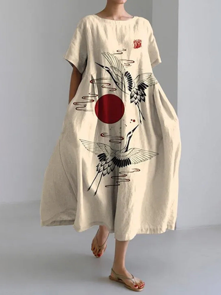 Vestido de mujer de manga corta con escote en V