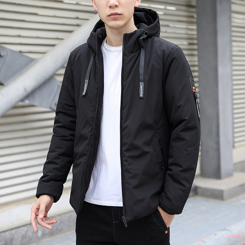 Men's Cotton-padded Hooded Slim Coat Plus Size