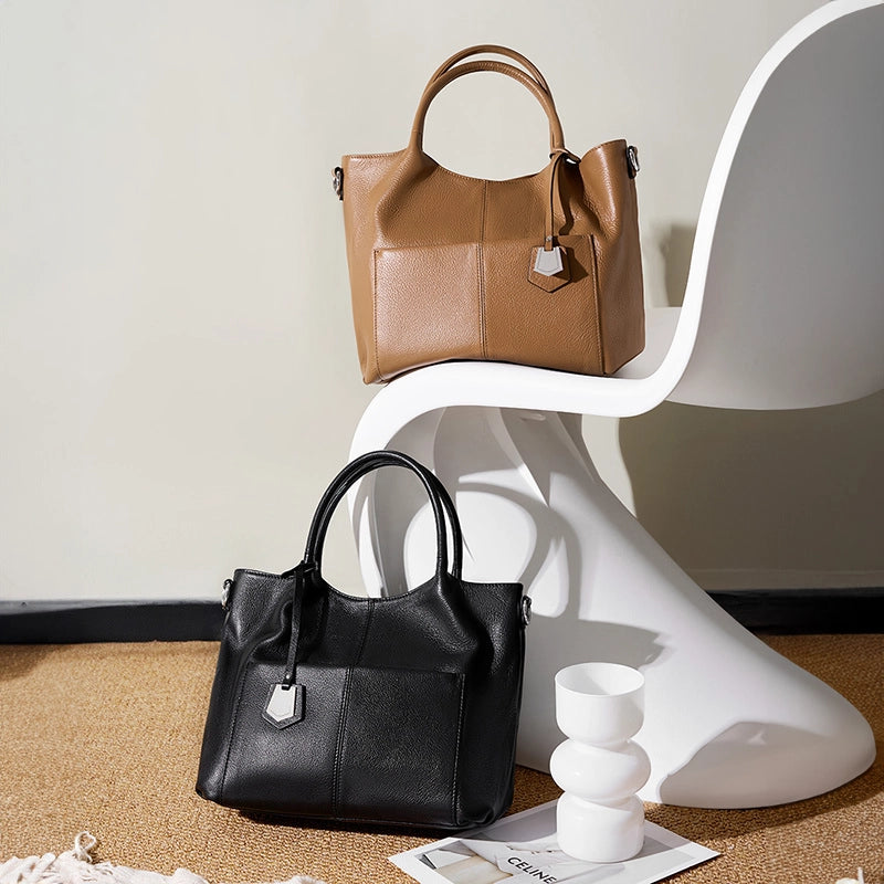 Lässige Schultertasche aus echtem Leder für Damen