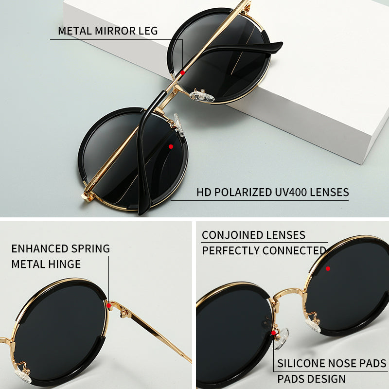 Gafas de sol polarizadas con montura redonda y estilo