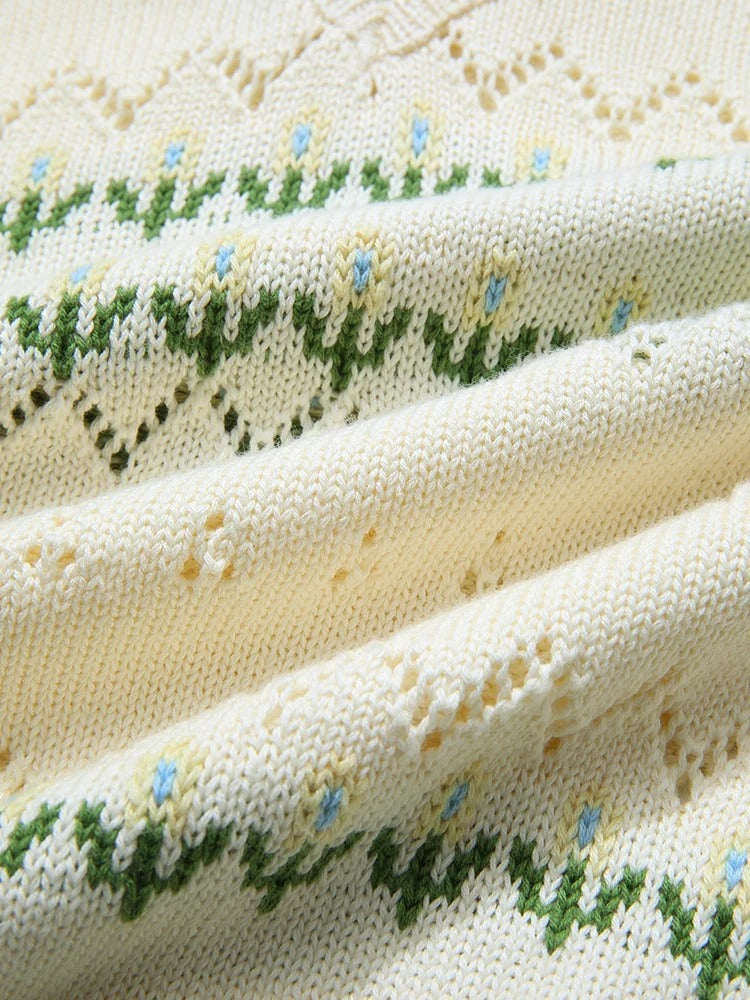 Aprikosenfarbener V-Ausschnitt-Pullover mit Hohlsaum für Damen