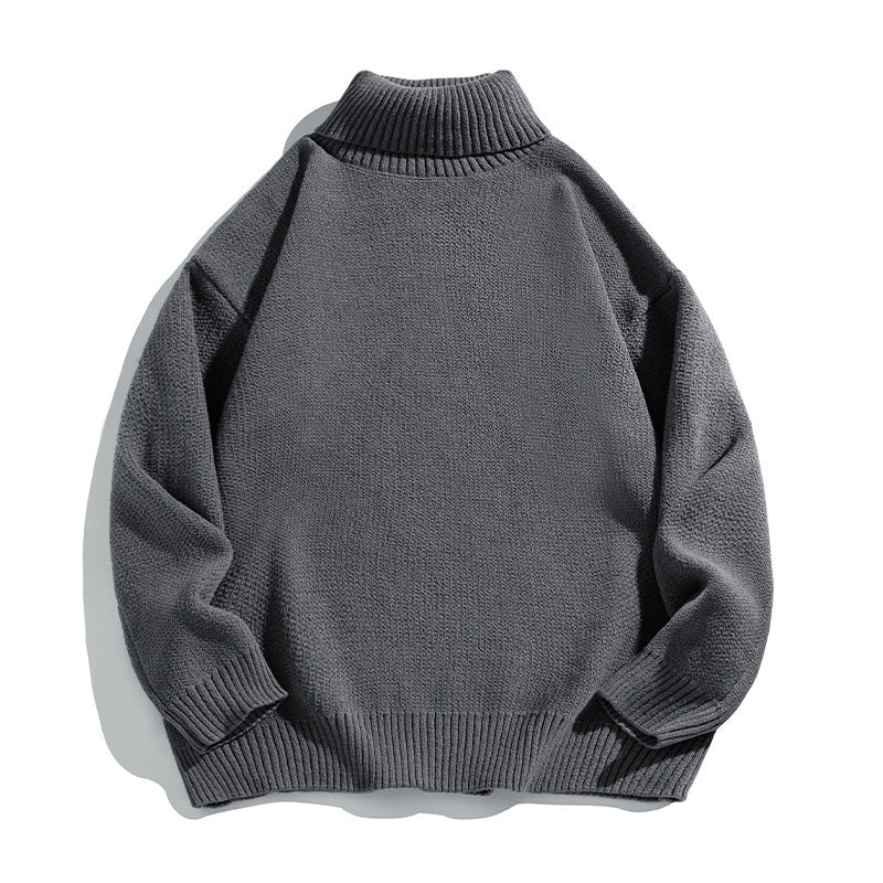 Suéter de cuello alto de color liso para pareja japonesa