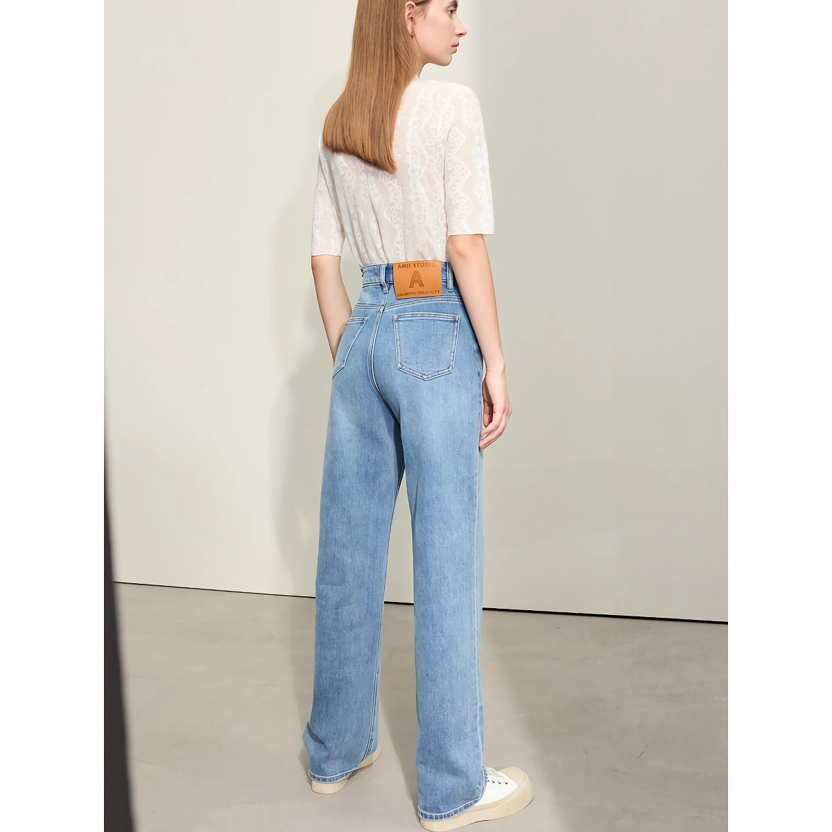 Pantalones vaqueros rectos retro minimalistas para mujer