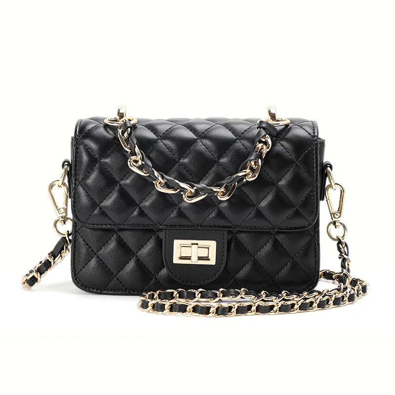 Elegante bolso bandolera de un solo hombro con diseño de cuadrícula de diamantes