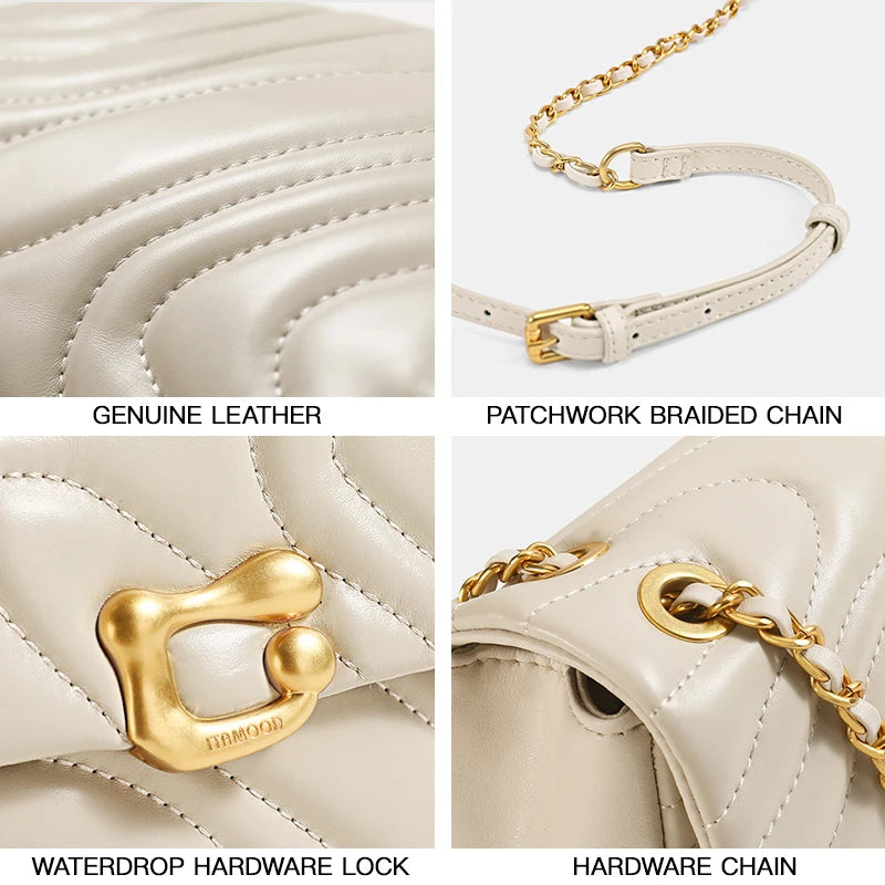 Mini-Umhängetasche aus echtem Leder mit Kette