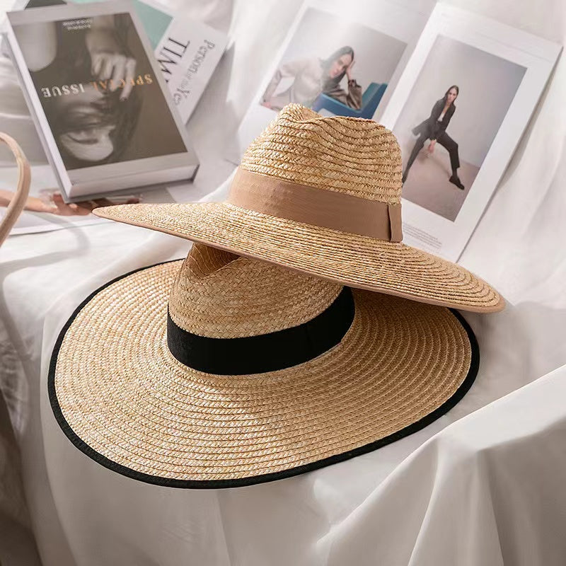 Sombrero de paja de ala ancha para mujer