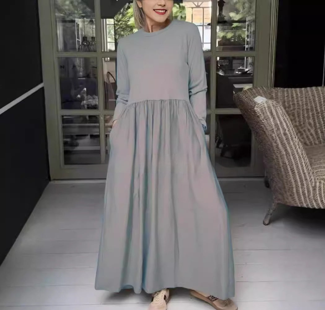 Vestido de punto midi con bolsillos para mujer