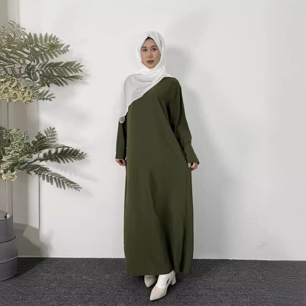 Nuevo vestido de mujer elegante con cuello redondo y camisa larga