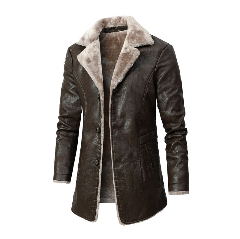 Traje de solapa grande de felpa Chaqueta de felpa de piel para hombre