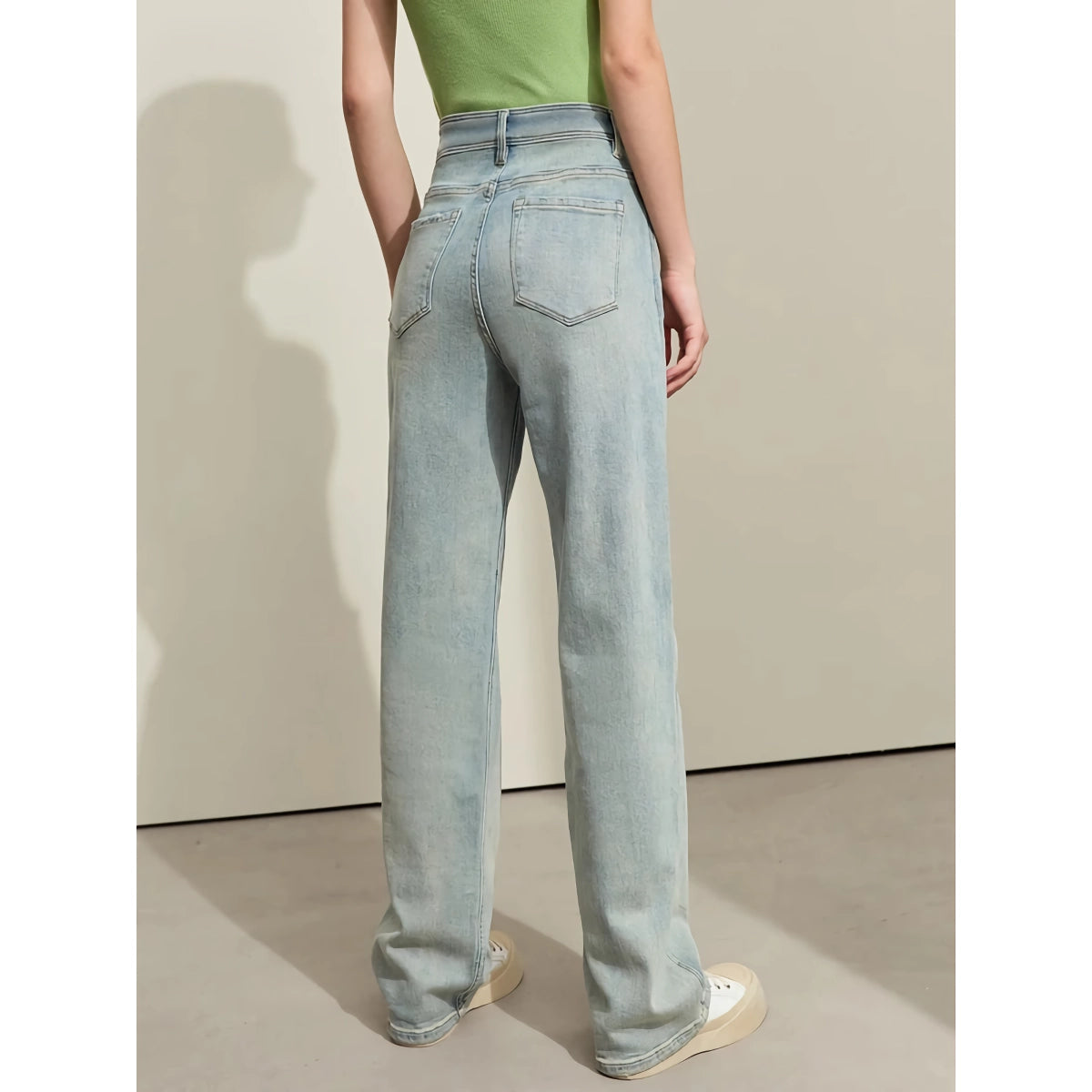 Retro-Jeanshose mit weitem Bein für Damen