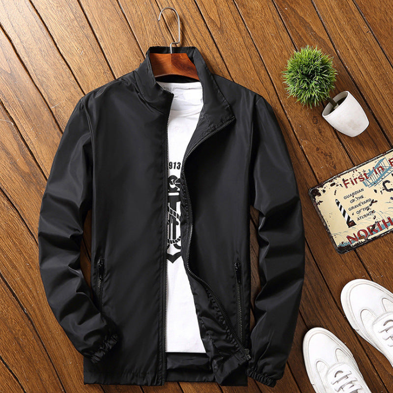 Camisa publicitaria de doble capa, gabardina informal con cremallera y cuello alto, ropa de trabajo
