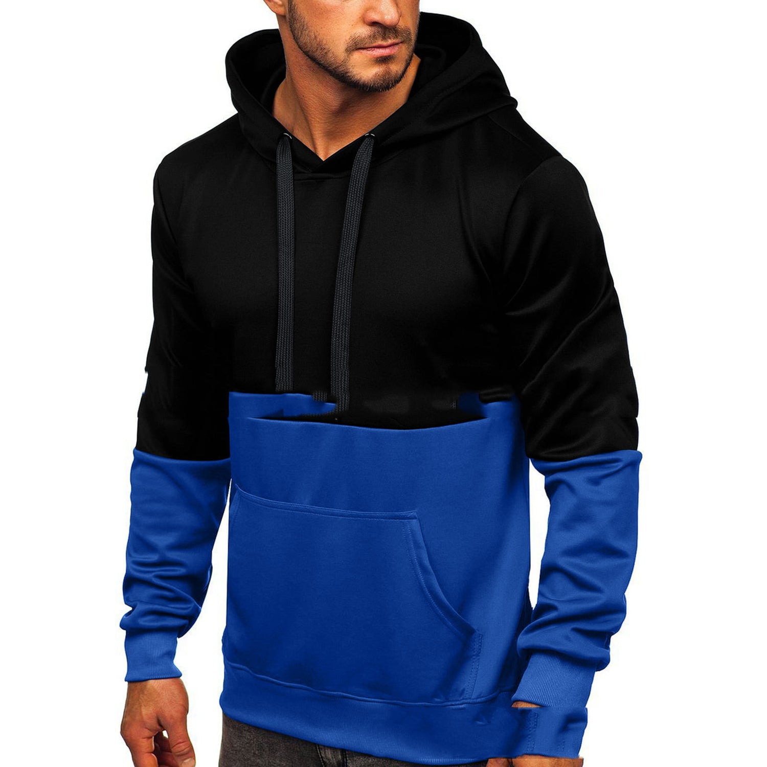 Color Block Hooded Couple Wear Sports Casual Sweater