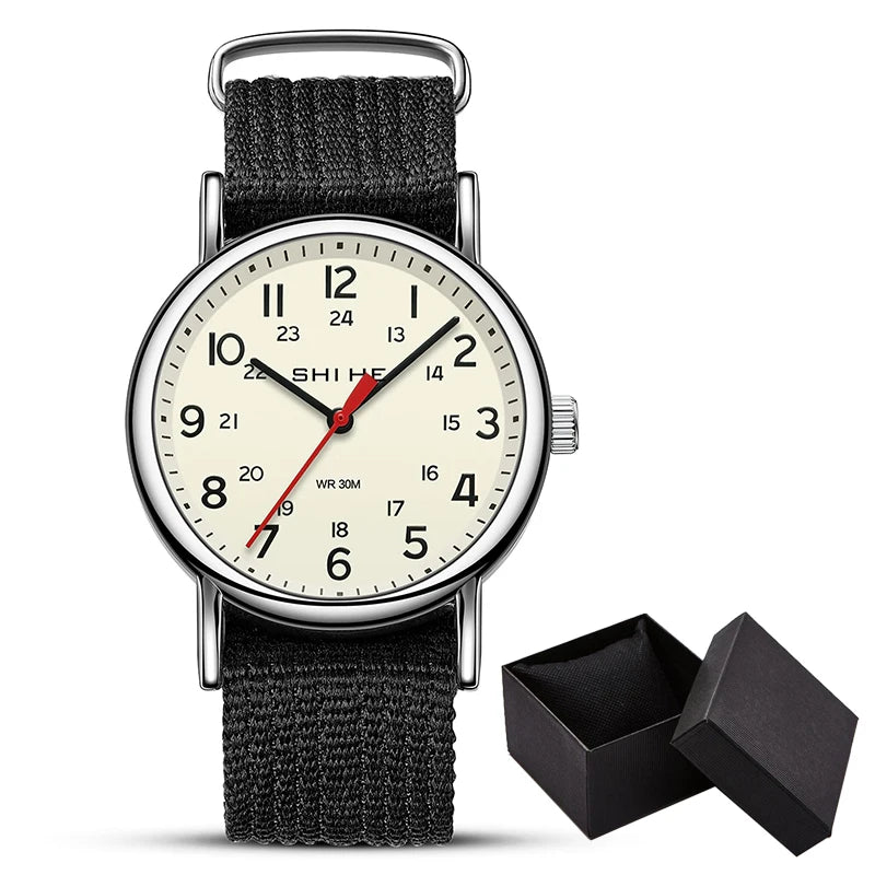 Unisex-Armbanduhr im Militär- und Sport-Stil mit Quarzuhrwerk, gut lesbarem Zifferblatt und Nylonarmband