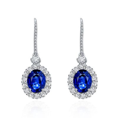 Royal Blue Earrings Classic Retro All Over - Dazpy