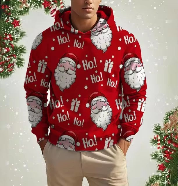 Weihnachts-Kapuzenpullover für Herren mit 3D-Digitaldruck