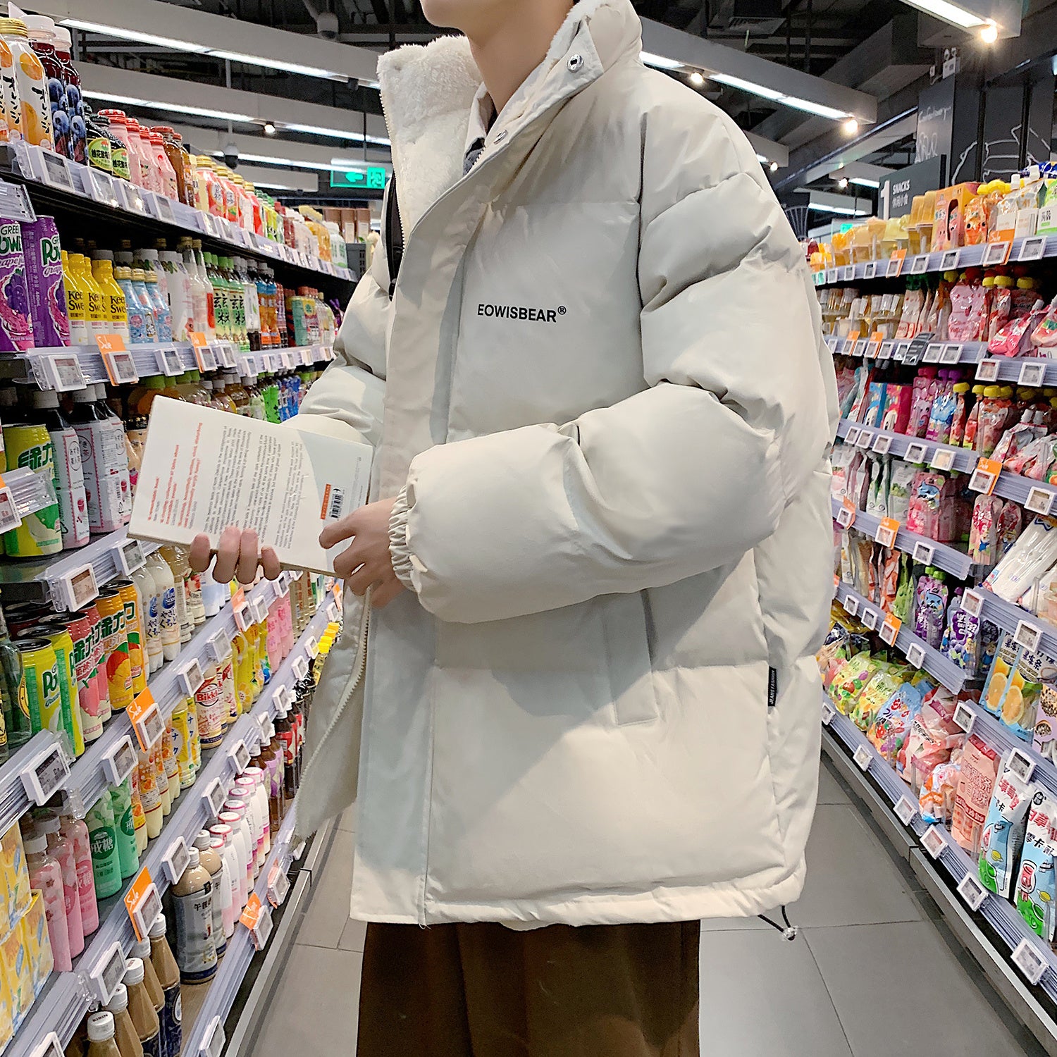 Lamm Samt Jacke Männlichen Hong Kong Stil Trend Lose Brot Warme Baumwolle Mantel