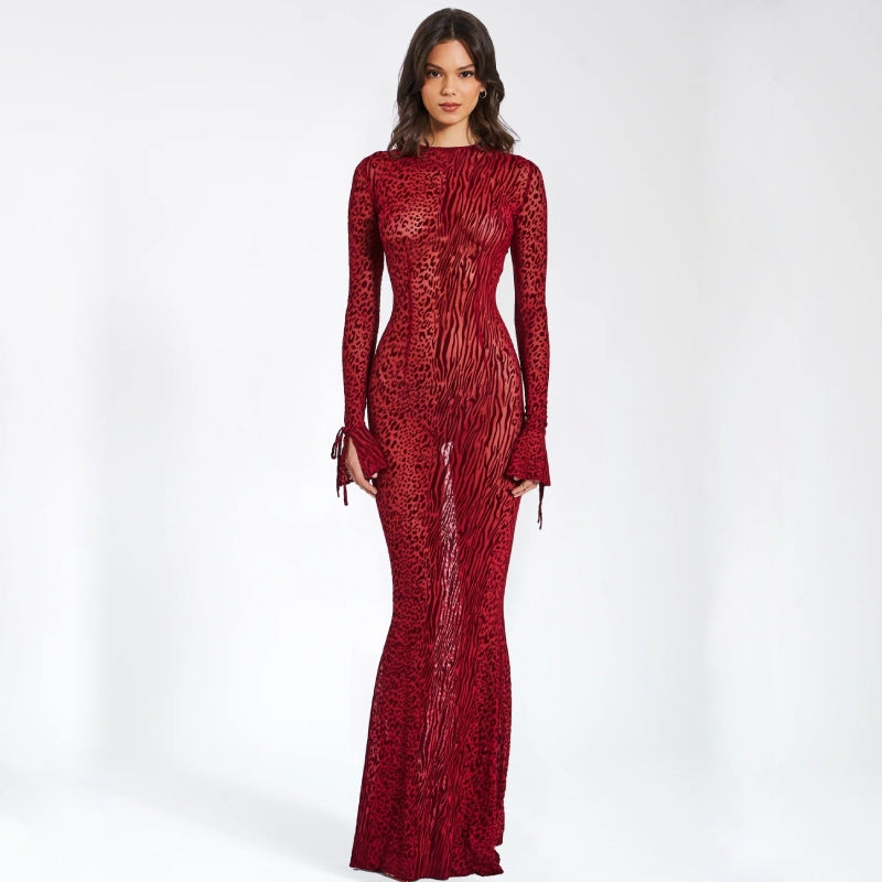 Rot gestreiftes, sexy, rückenfreies Maxikleid für Damen