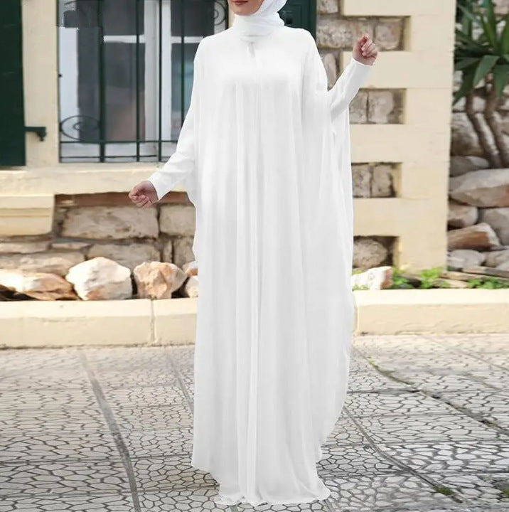 Lockeres Retro-Freizeitkleid in Übergröße mit Rundhalsausschnitt