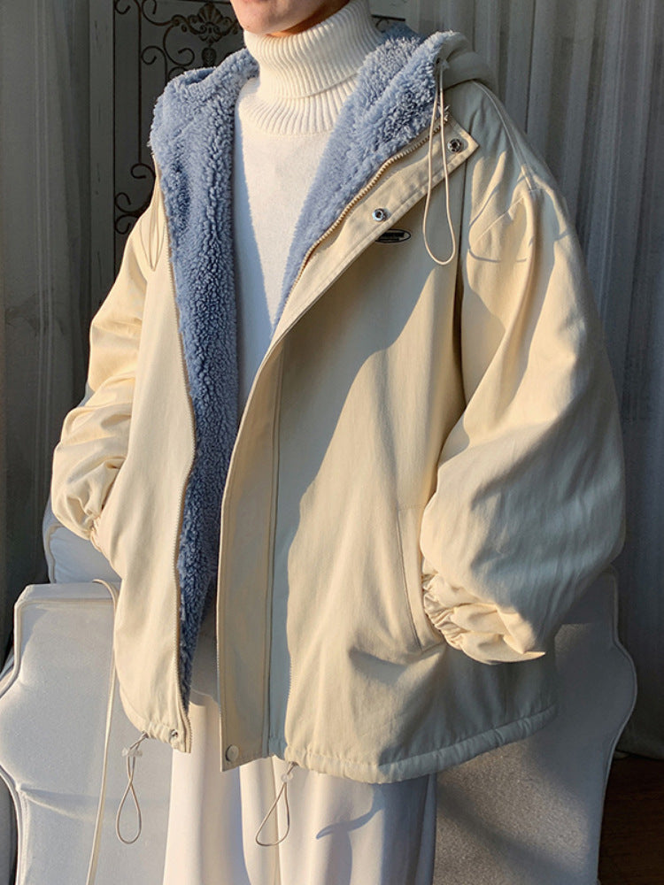 Baumwollgefütterte Herrenjacke mit Fleecefutter, dicke Freizeitjacke