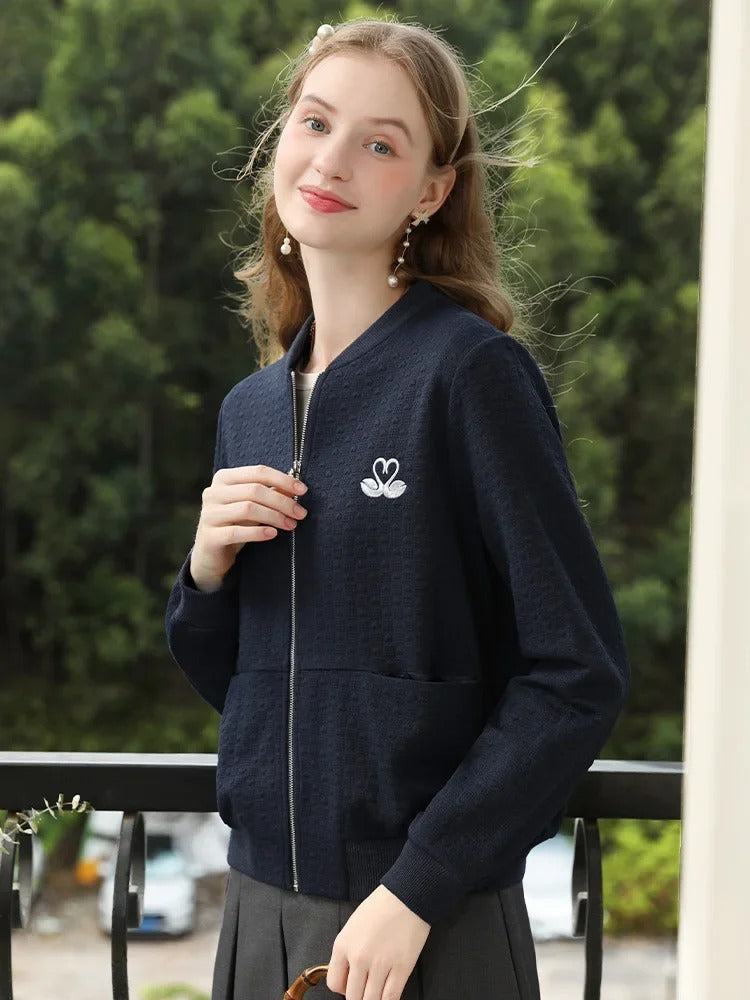 Chaqueta de otoño bordada en azul real