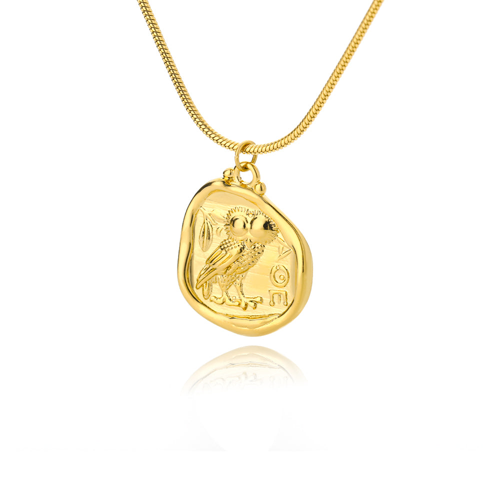 Collar con colgante de búho dorado para mujer